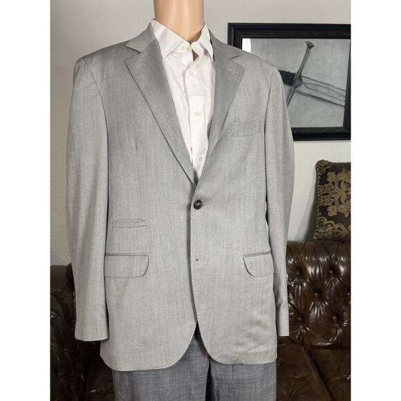 Brunello Cucinelli Gray Herringbone Blazer Wool 50 IT/ 40 US Men’s